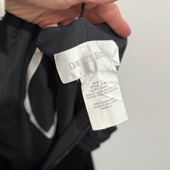 David’s Bridal Black Formal Gown with Sash Size 2 - Picture 7 of 7